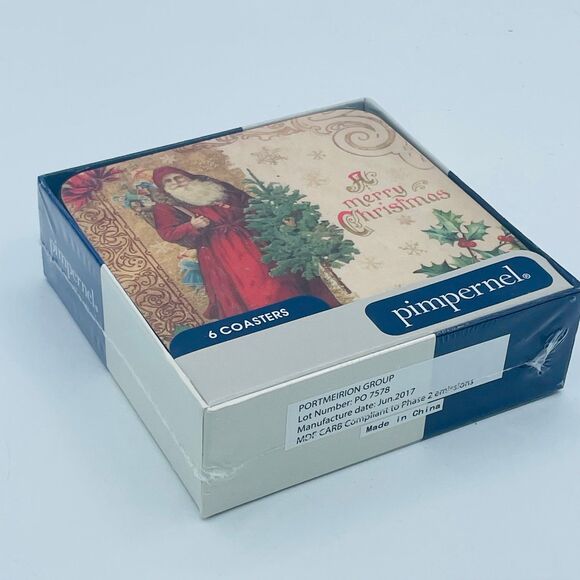 Brand NEW Sealed Pimpernel Coaster Set Victorian Christmas Portmeirion Group - Picture 2 of 5